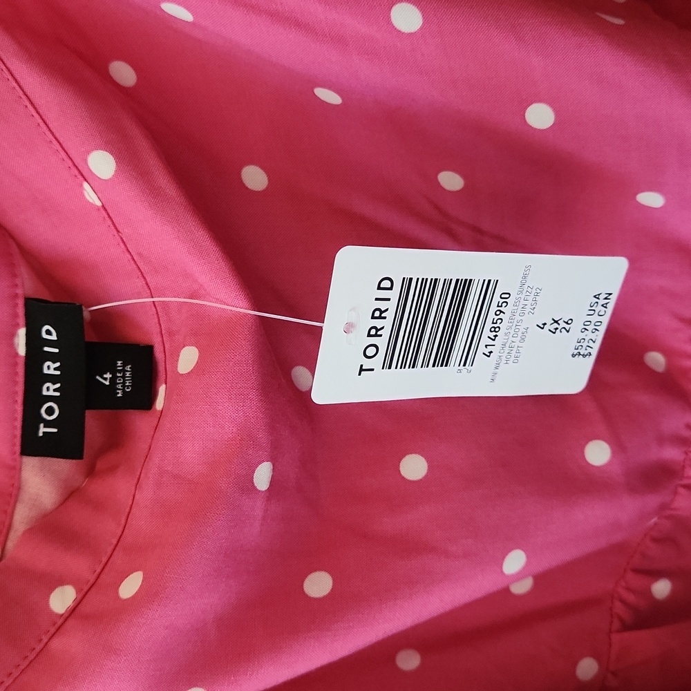 NWT Torrid Mini Pink Polka Dot Sleeveless Sundress size 4, 26 - Picture 8 of 12